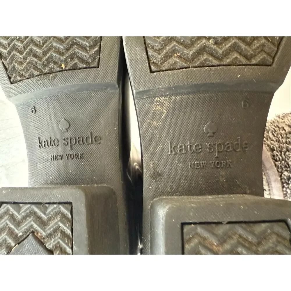 Kate Spade Rain Boot Ankle Chelsea Black Low Block Heel Pull On 6